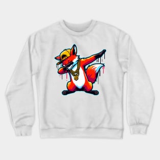 Fox Dabbing Fox Funny Animal Foxes Lover Boys Girls Kids Men Crewneck Sweatshirt